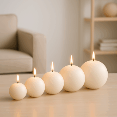 ball candle setting Ball candles in plain white finish – CANDLE MAKERS South Africa