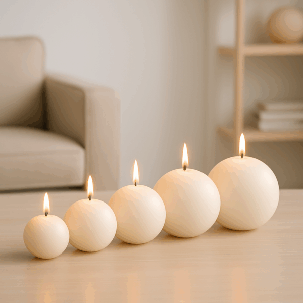 ball candle setting Ball candles in plain white finish – CANDLE MAKERS South Africa