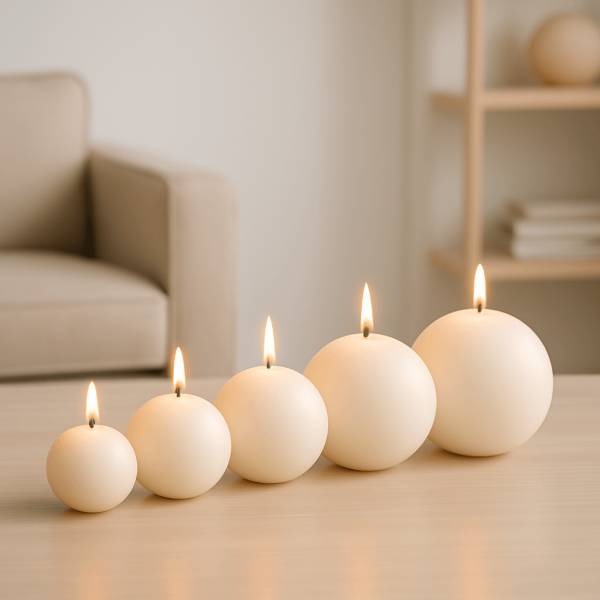 ball candle setting Ball candles in plain white finish β CANDLE MAKERS South Africa