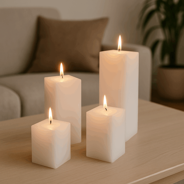 square candle setting Square candles in plain white finish – CANDLE MAKERS South Africa