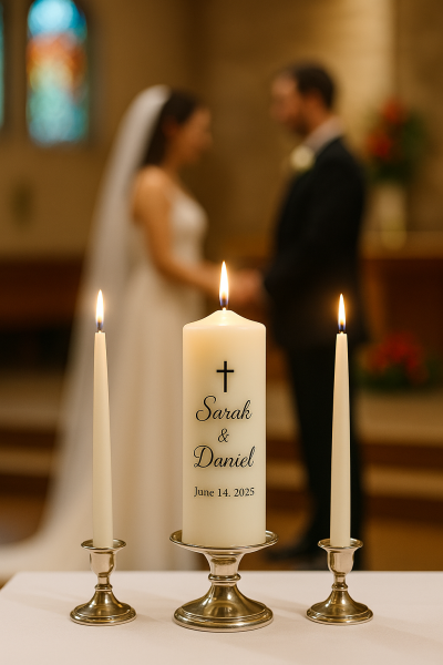 unity set Custom Printed Wedding Candles