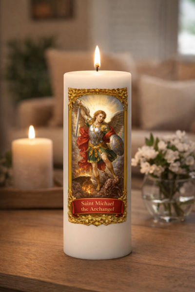 custom printed saint candle Custom Printed Saint Candles