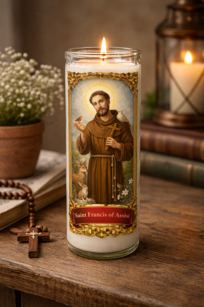 saint memorial glass Saints Memorial Candle in Glass