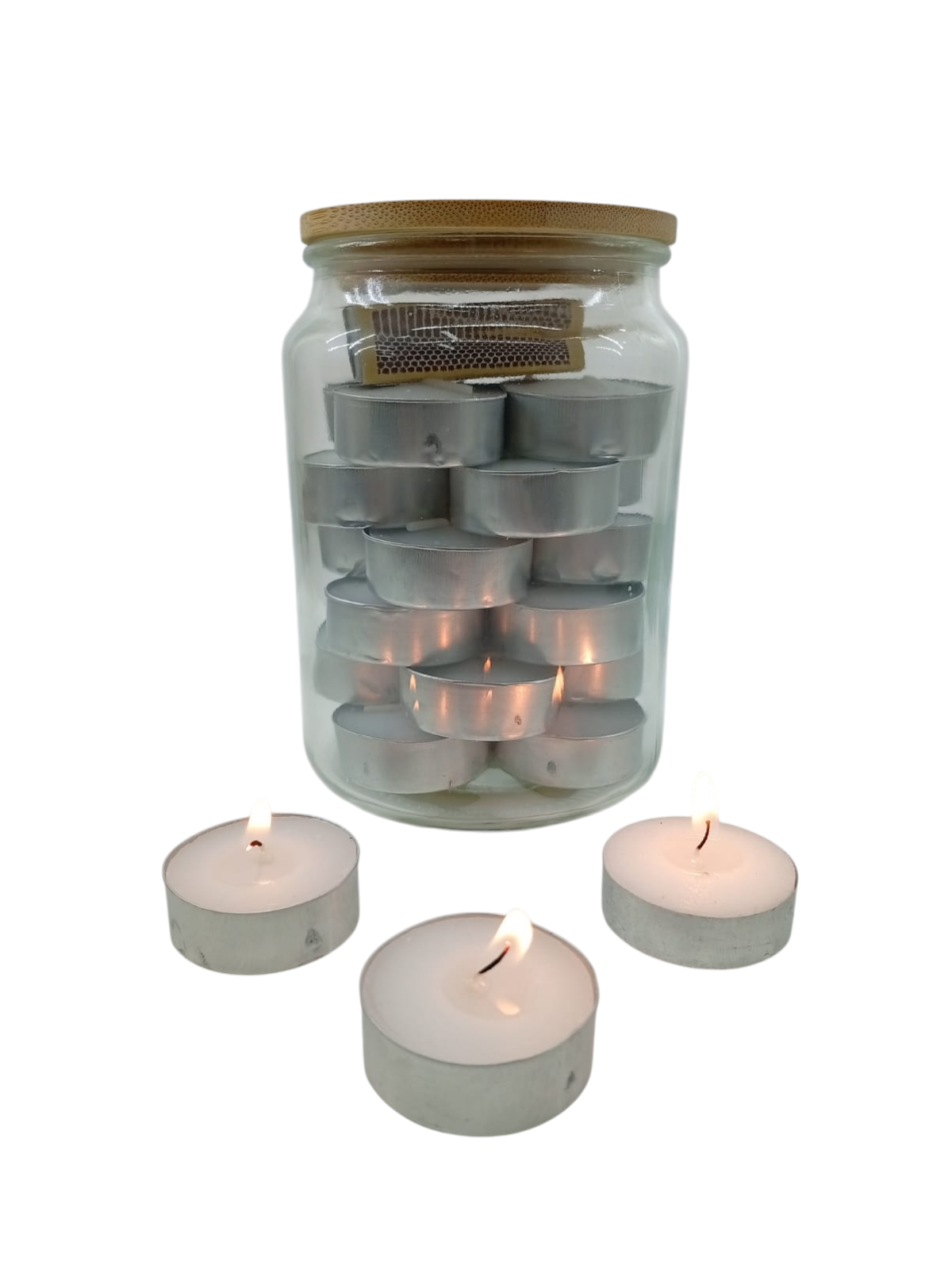 Tea Lights & Matches in Glass Jar