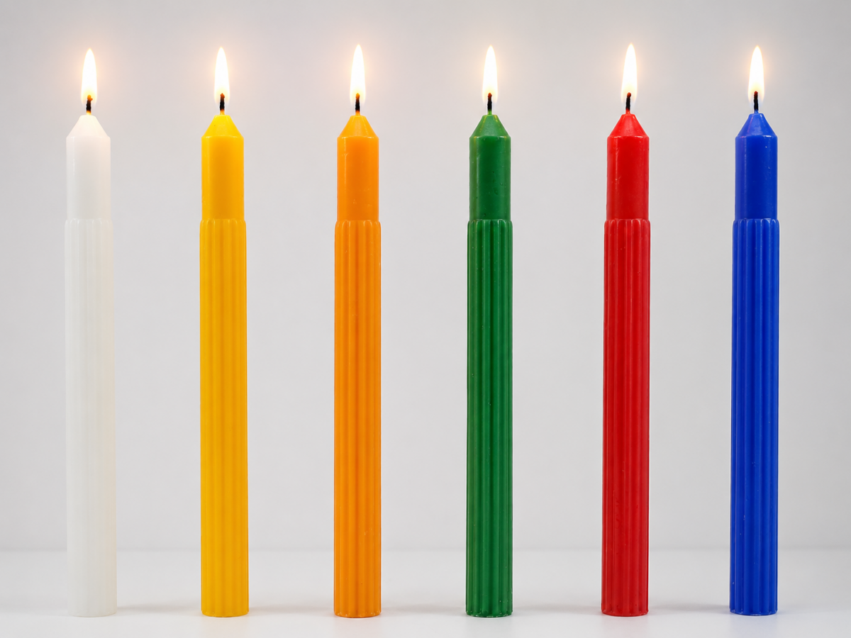 Solid Colour Fluted Candles 2.2×25cm – 6 Pack